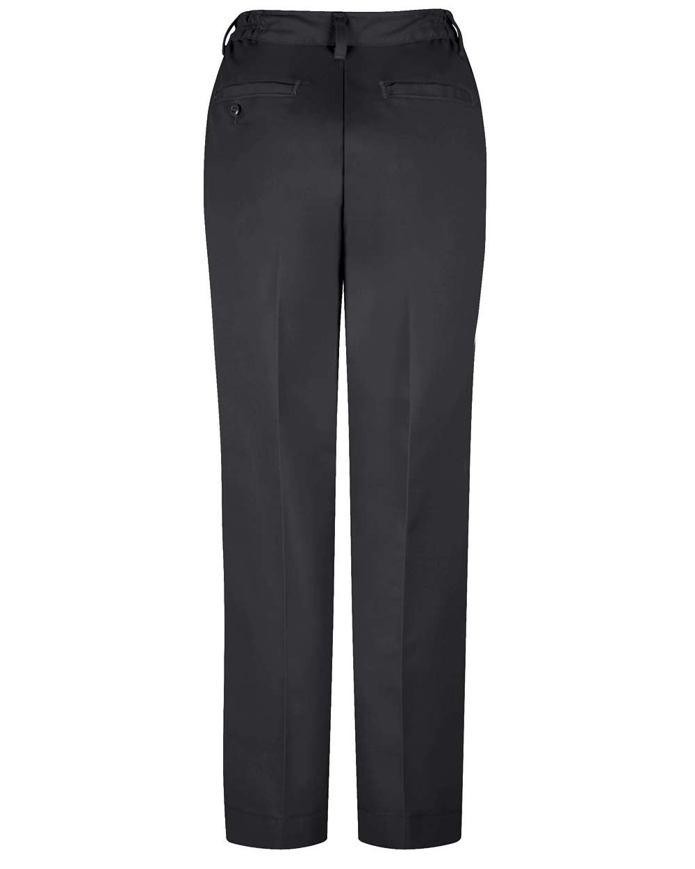 Rear View of Black - Unhemmed Women&#39;s Elastic Insert Work Pants - PT61