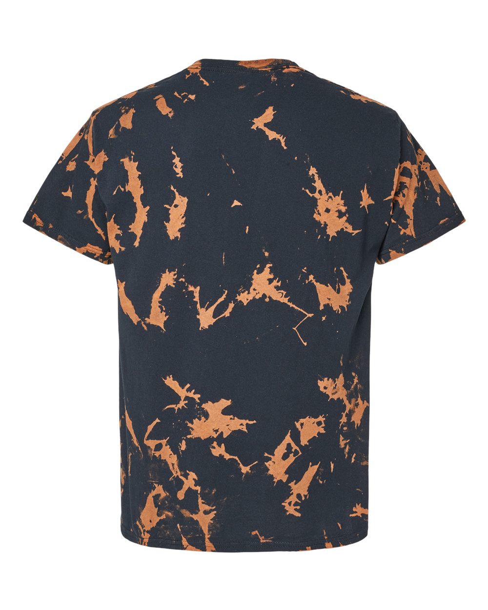 Front View of Black Unisex Bleach Out Dyed T-Shirt - 1385