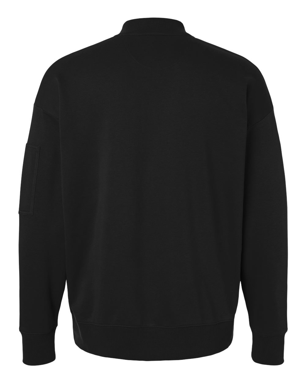 Rear View of Black Unisex French Terry Bomber Jacket - FTJ77