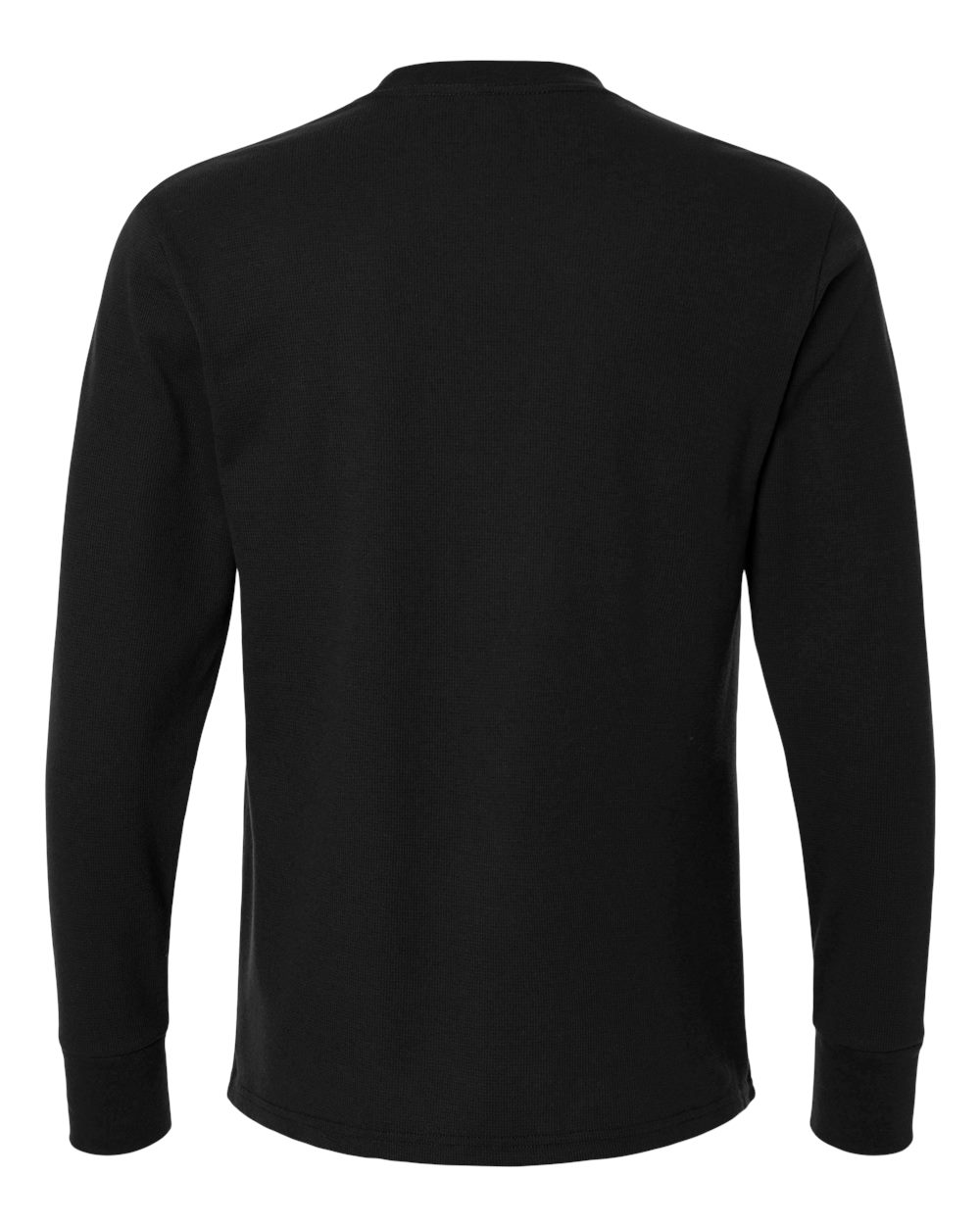 Front View of Black Unisex Ideal Thermal Long Sleeve T-Shirt - 8211