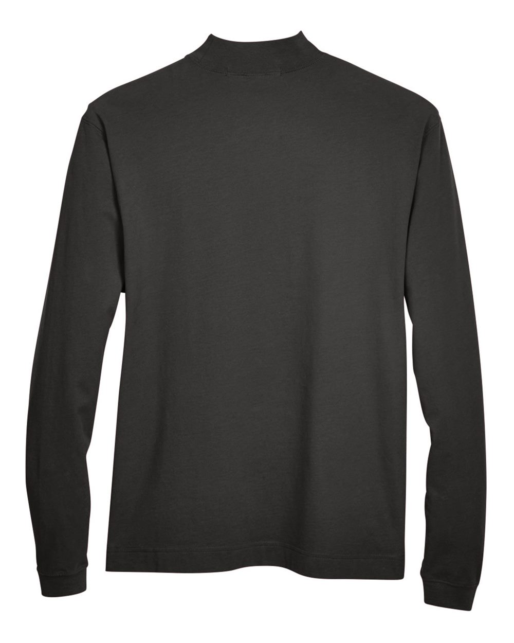 Front View of Black Unisex Sueded Jersey Mock Neck T-Shirt - D420