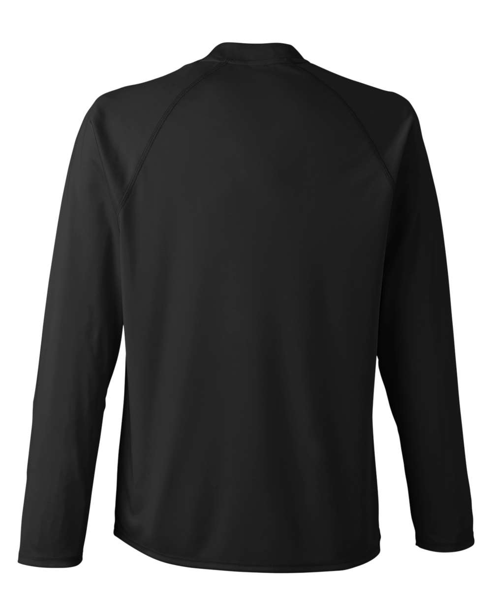 Front View of Black Unisex Ultra UVP™ Marina Raglan Long Sleeve T-Shirt - CE110