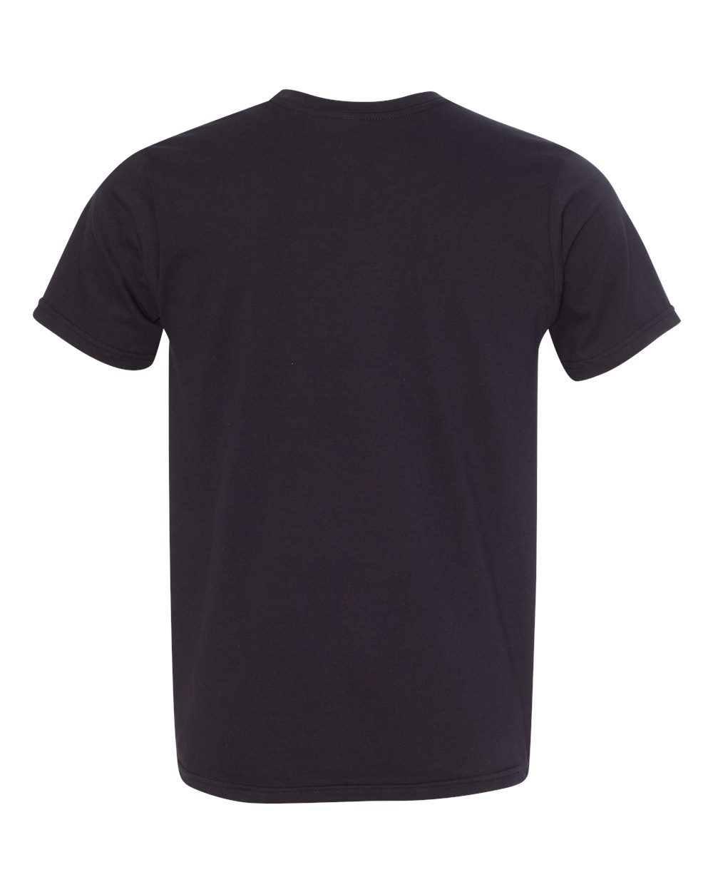 Rear View of Black USA-Made Fine Jersey T-Shirt - 5000
