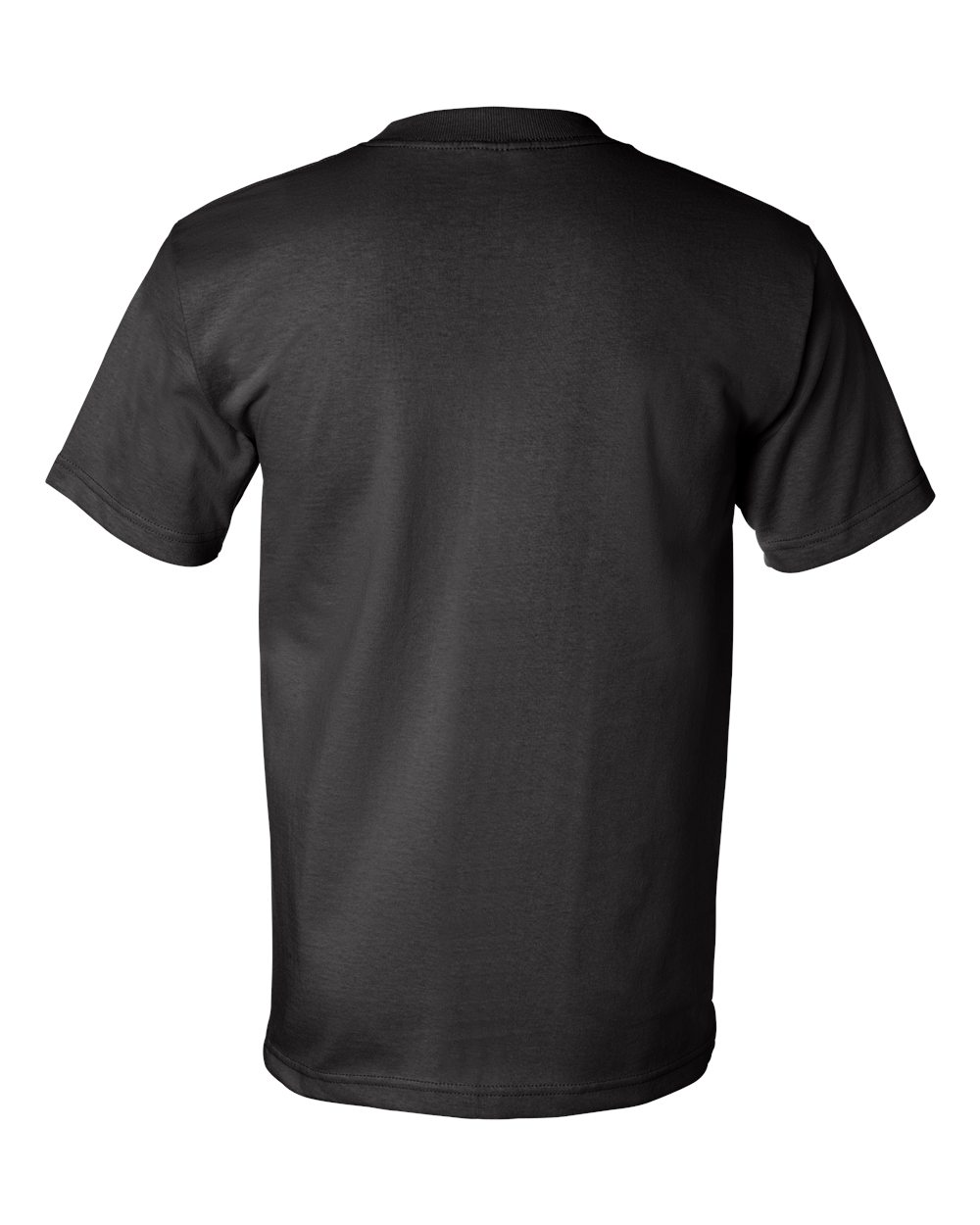 Rear View of Black USA-Made Heavyweight T-Shirt - 5100