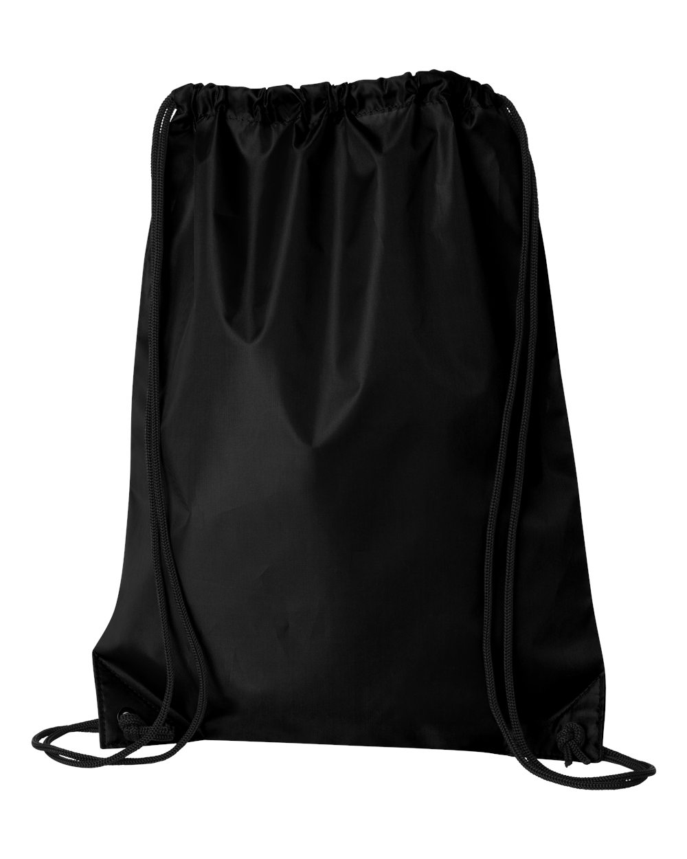 Front View of Black Value Drawstring Backpack - 8886
