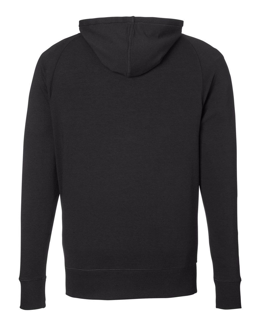 Rear View of Black Varsity Hooded Sweatshirt - TM654
