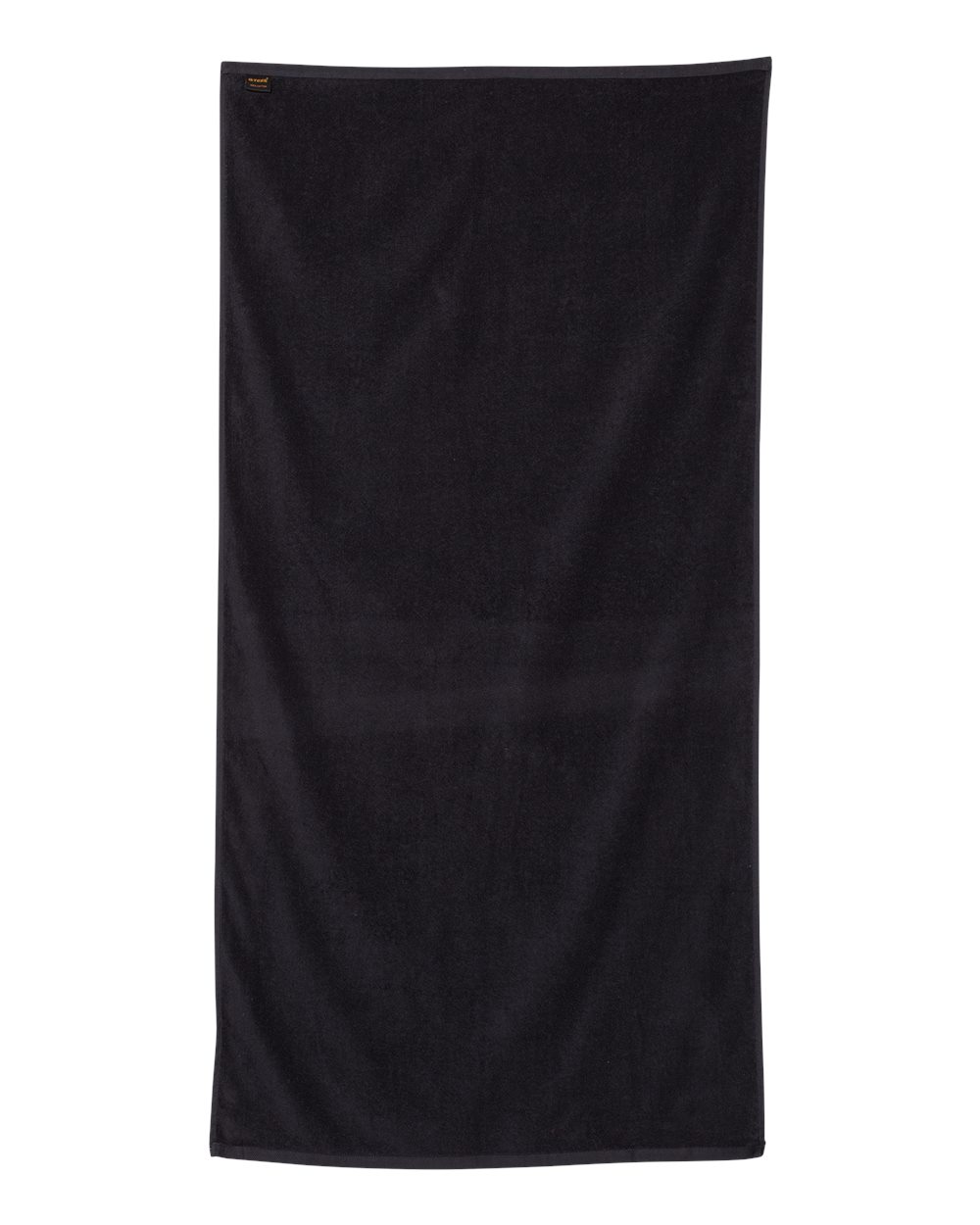 Front View of Black Velour Beach Towel - QV3060