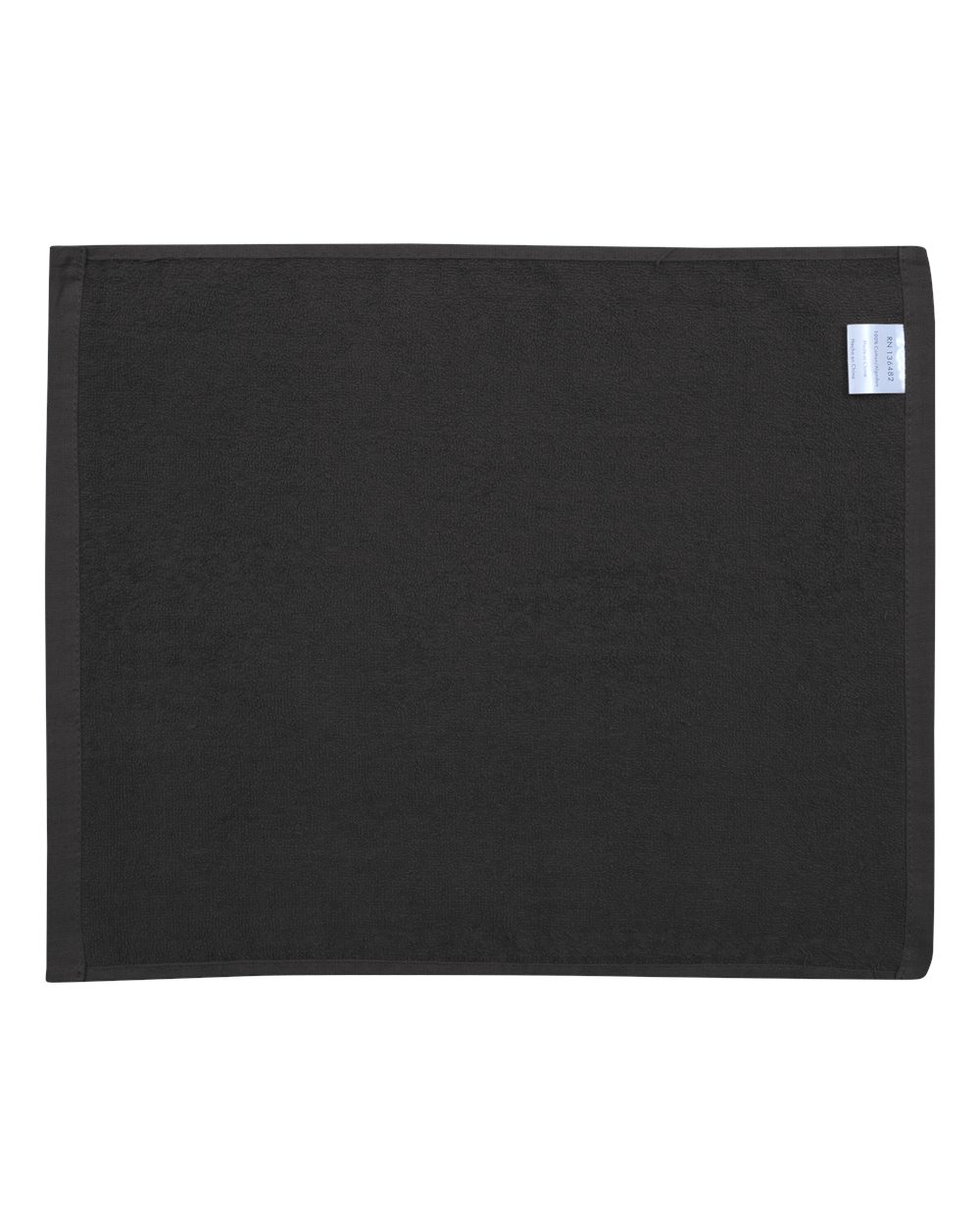 Rear View of Black Velour Hemmed Towel - C1518