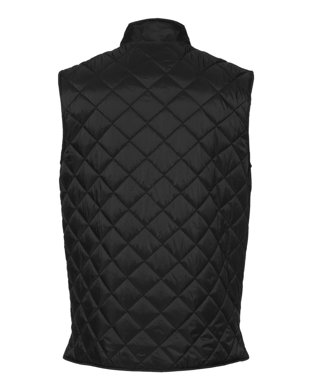 Front View of Black Vintage Diamond Quilted Vest - 207359