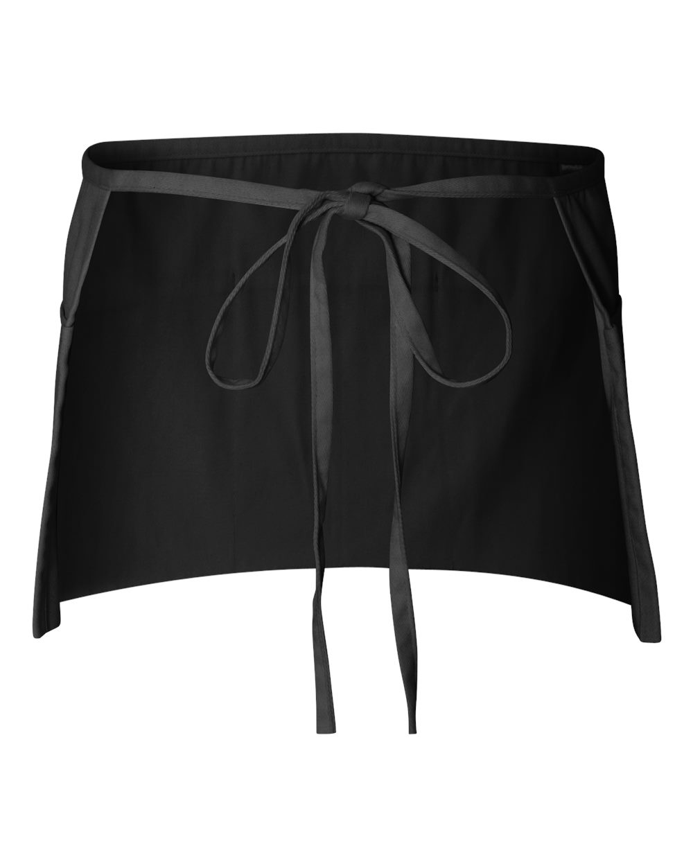 Front View of Black Waist Apron with Pockets - Q2115