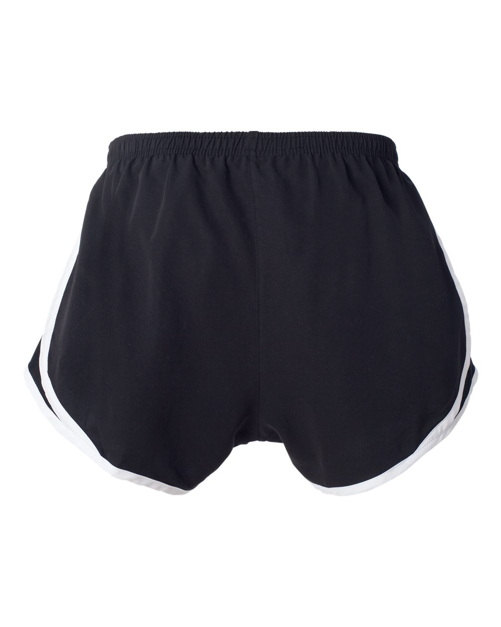Rear View of Black/ White/ Black Women’s Velocity 3 1/2&quot; Running Shorts - P62