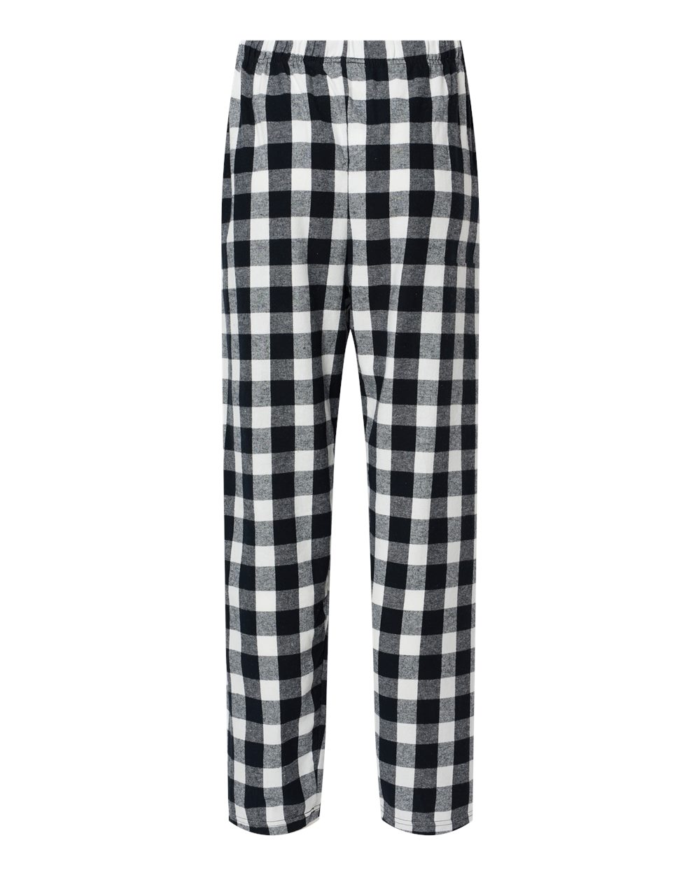 Front View of Black/ White Buffalo Plaid Harley Flannel Pants - BM6624