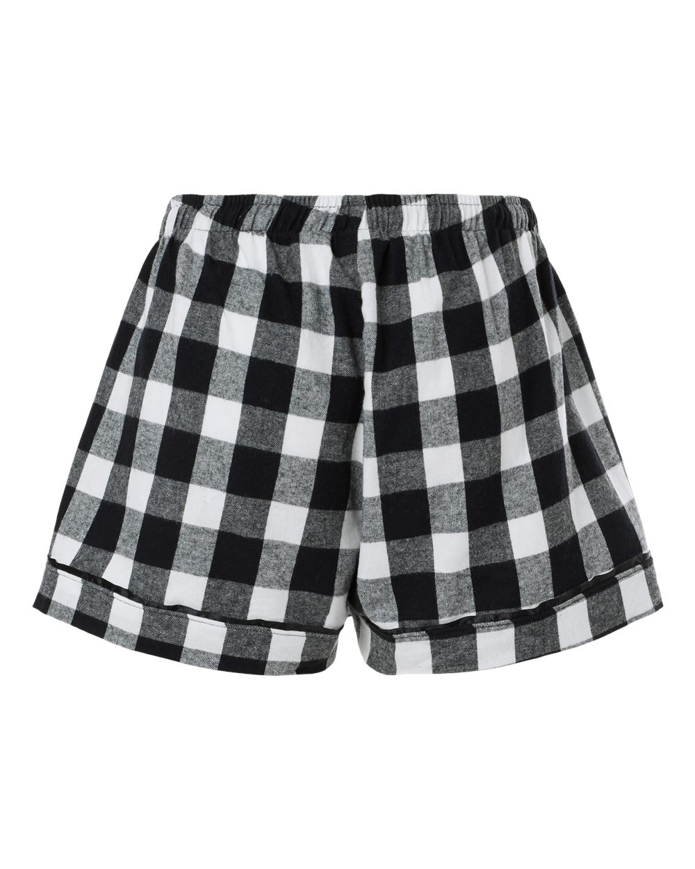 Front View of Black/ White Buffalo Plaid Women's Flannel Shorts - BW6501