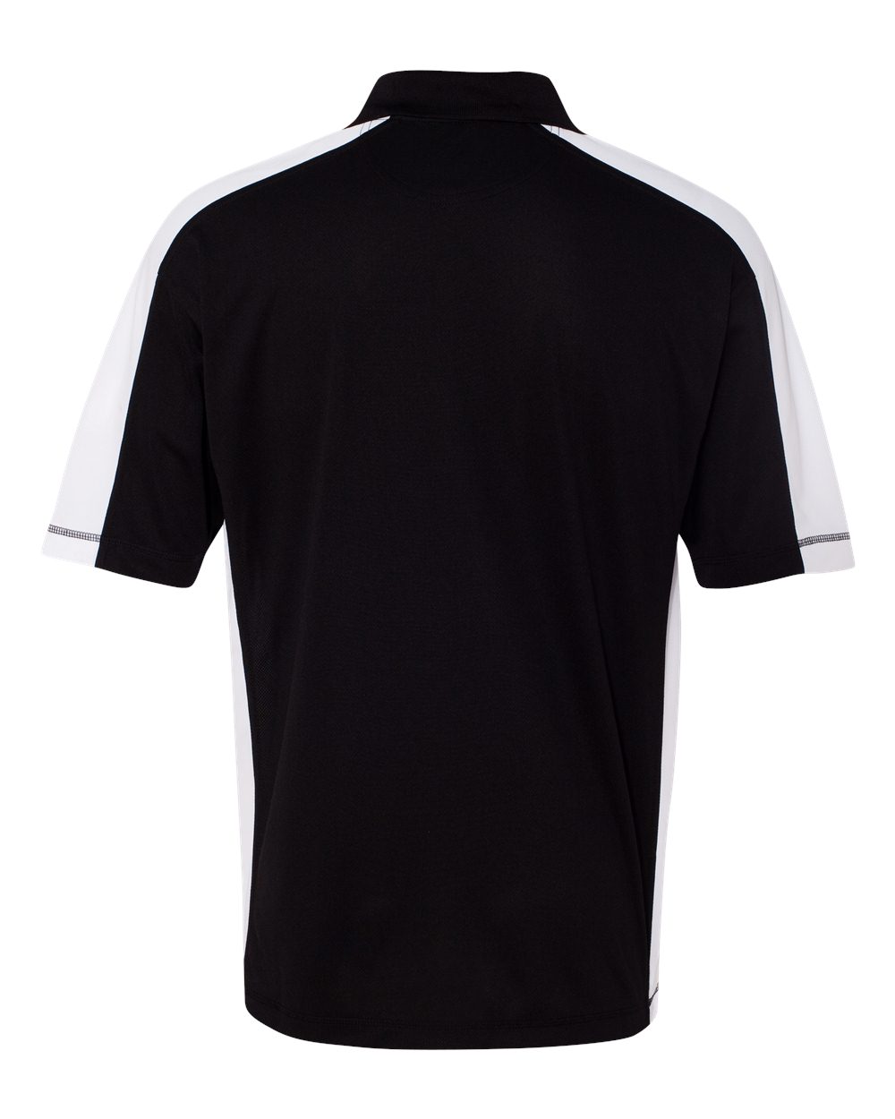 Rear View of Black/ White Colorblocked Moisture Free Mesh Polo - 0465