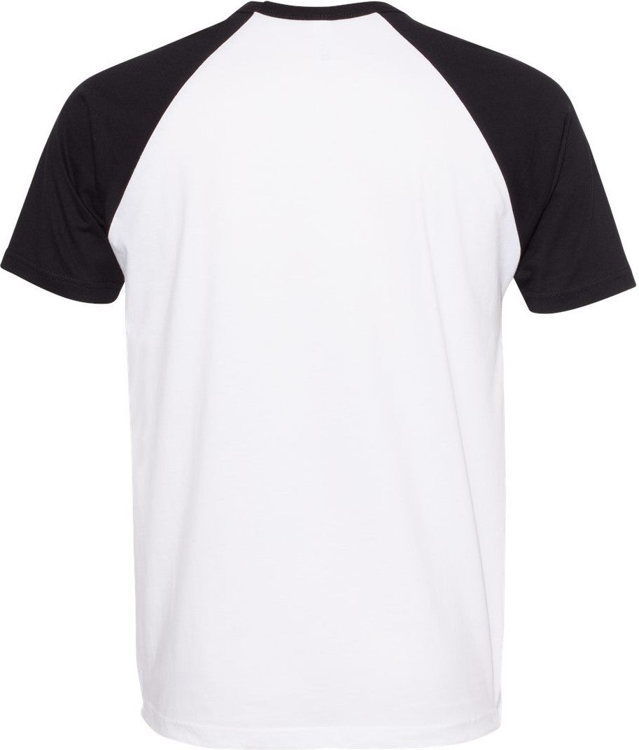 Front View of Black/ White Cotton Raglan T-Shirt - 3650