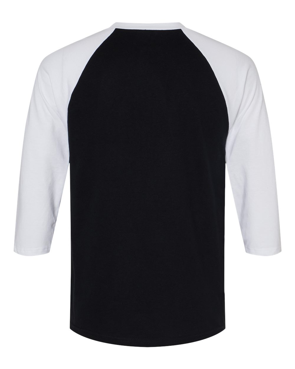 Front View of Black/ White CVC Three-Quarter Sleeve Tee - 2003CVC
