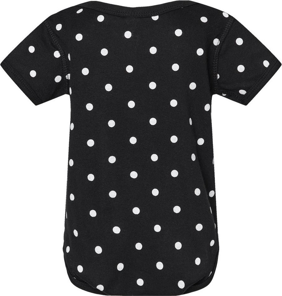 Front View of Black/ White Dot Infant Baby Rib Bodysuit - 4400