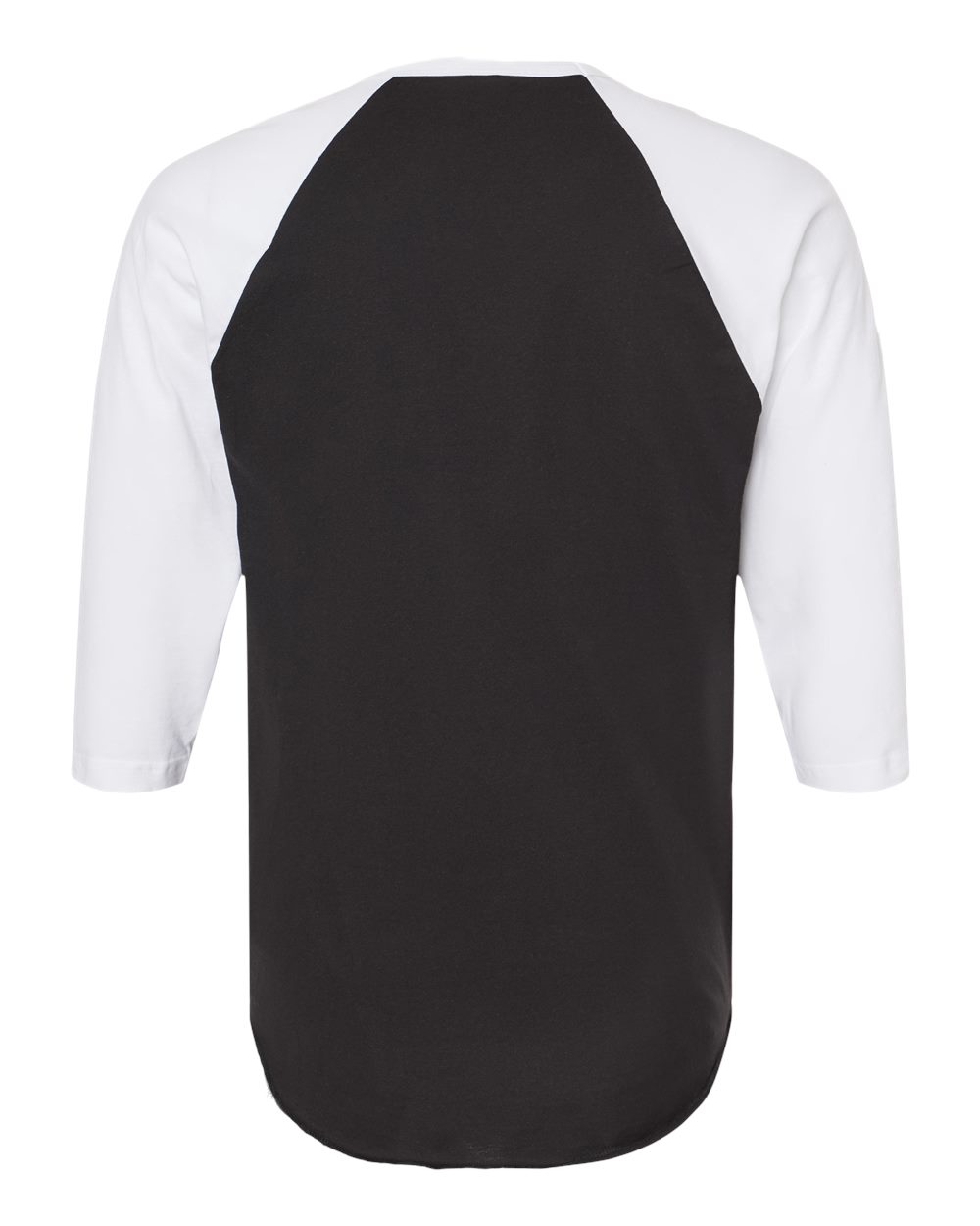 Front View of Black/ White Fine Jersey Raglan T-Shirt - 245