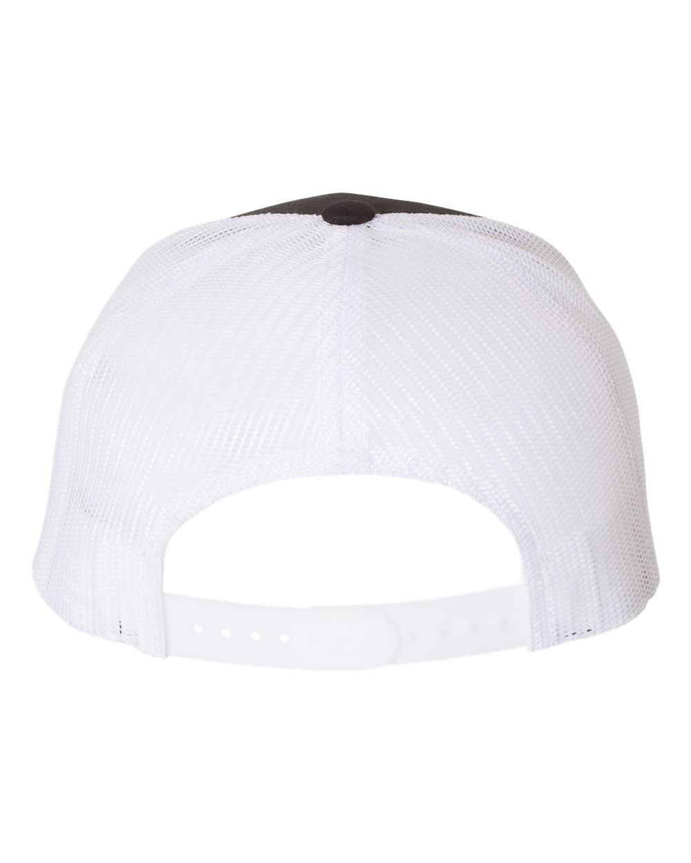 Front View of Black/ White Five-Panel Retro Trucker Cap - 6506