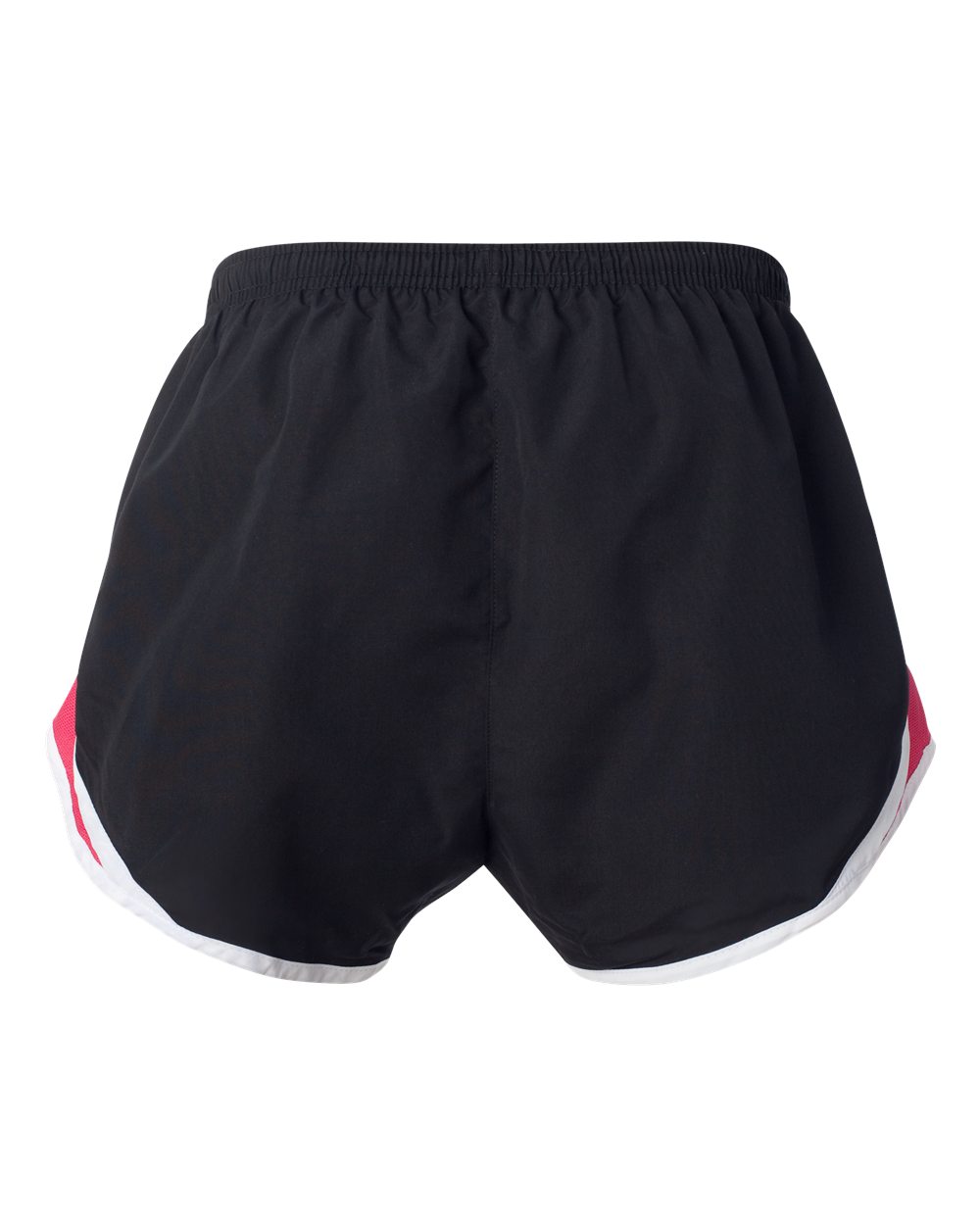 Rear View of Black/ White/ Fuchsia Women’s Velocity 3 1/2&quot; Running Shorts - P62