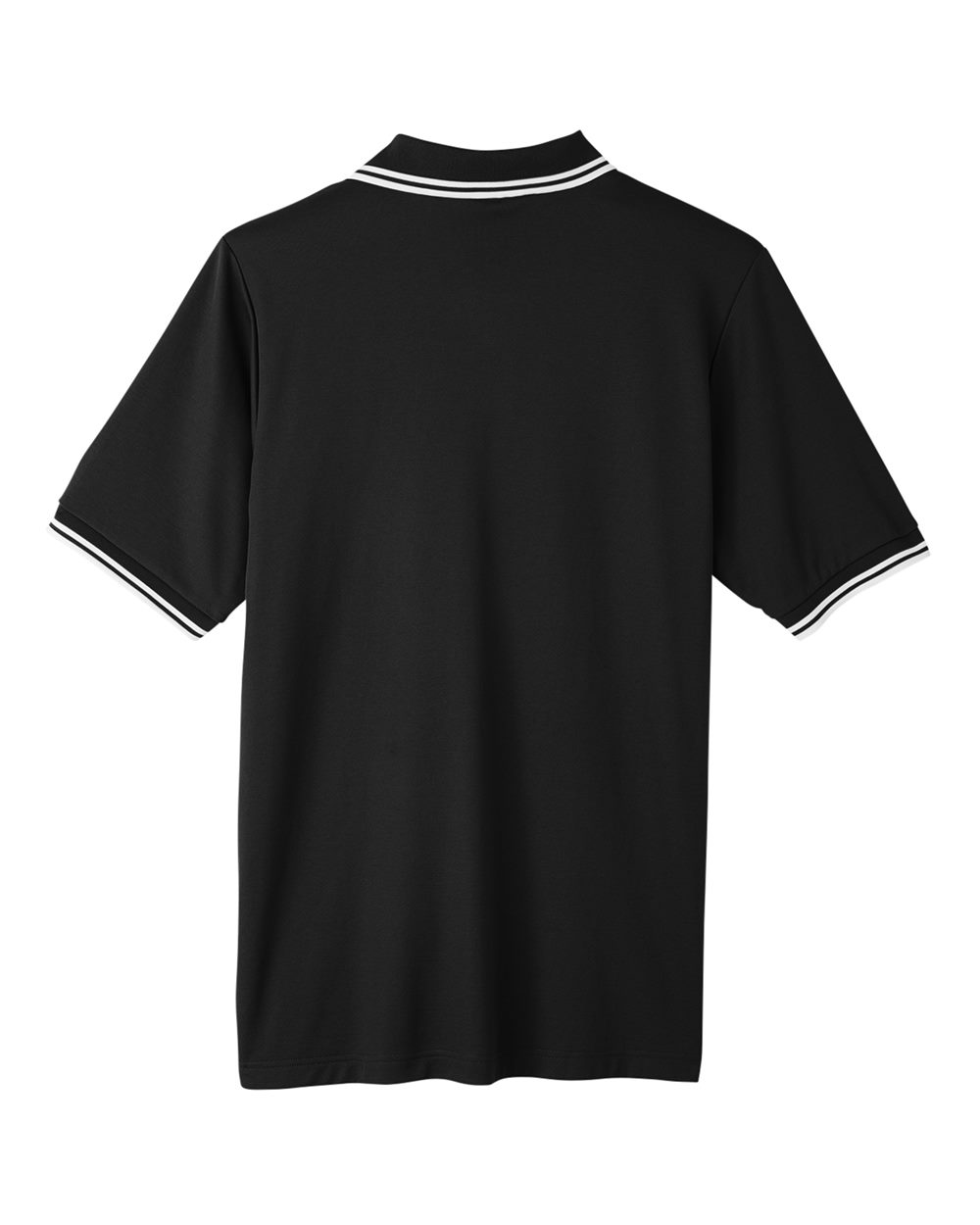 Front View of Black/ White Men's CrownLux Performance® Plaited Tipped Polo - DG20C