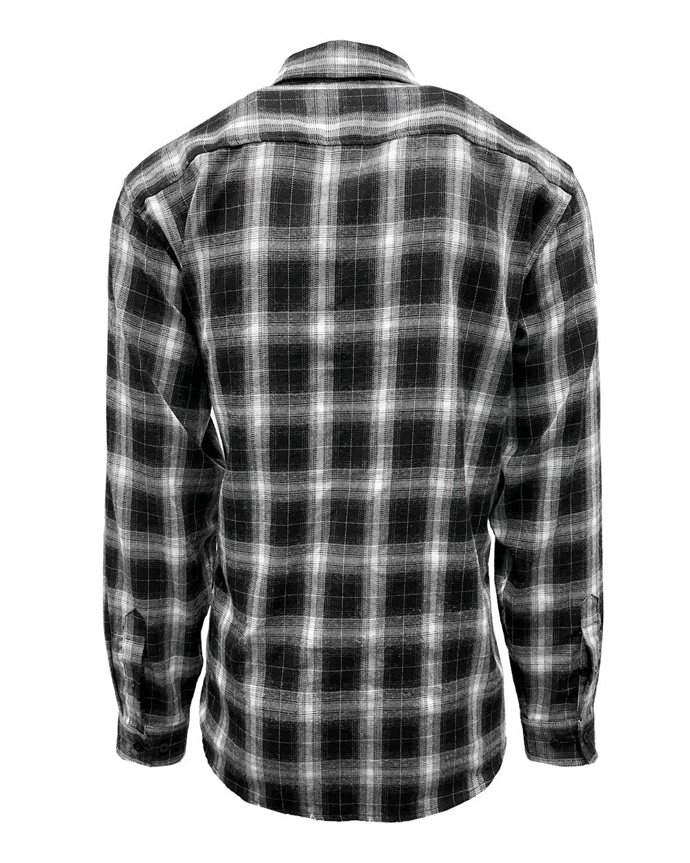 Front View of Black/ White Perfect Flannel Work Shirt - 8220