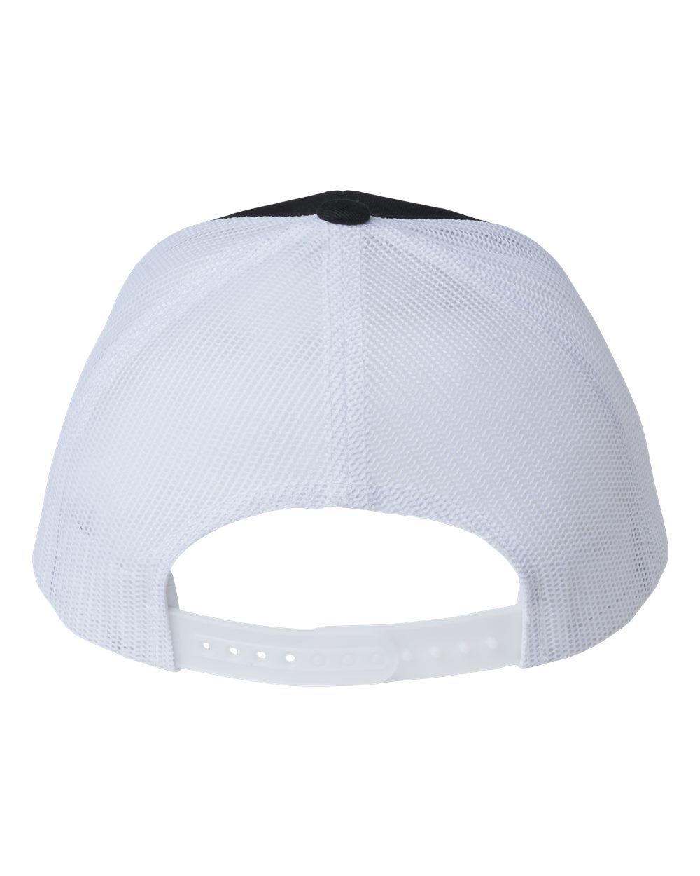 Front View of Black/ White Sustainable Retro Trucker Cap - 6606R