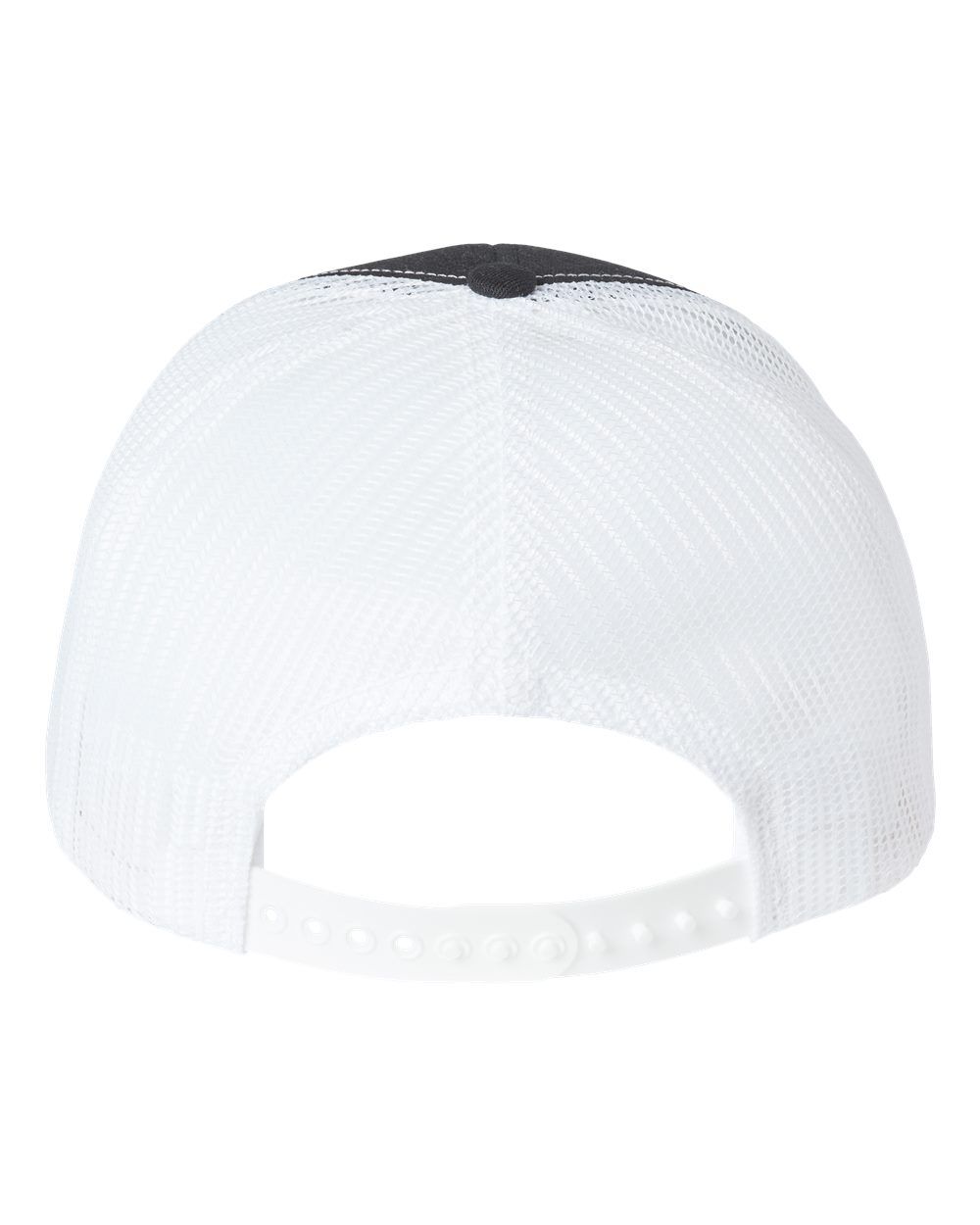 Front View of Black/ White USA-Made Trucker Cap - USA100