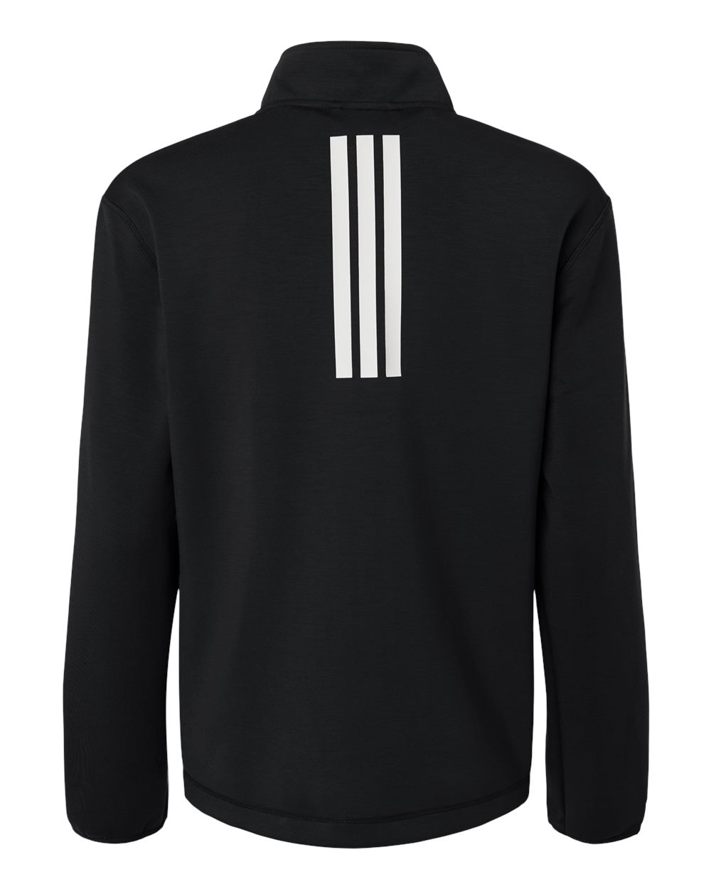 Rear View of Black/ White Women's 3-Stripes Quarter-Zip Pullover - AT401