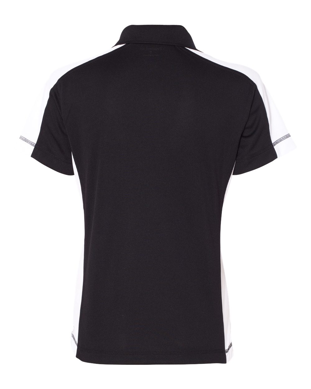 Rear View of Black/ White Women&#39;s Colorblocked Moisture Free Mesh Polo - 5465