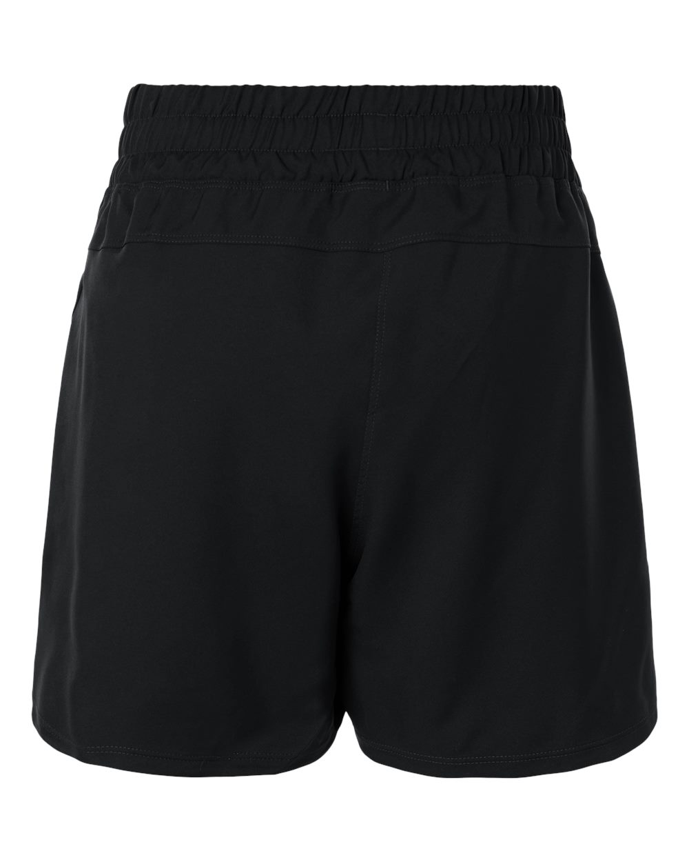 Rear View of Black/ White Women's D4T Woven 3" Shorts - AT306 plain