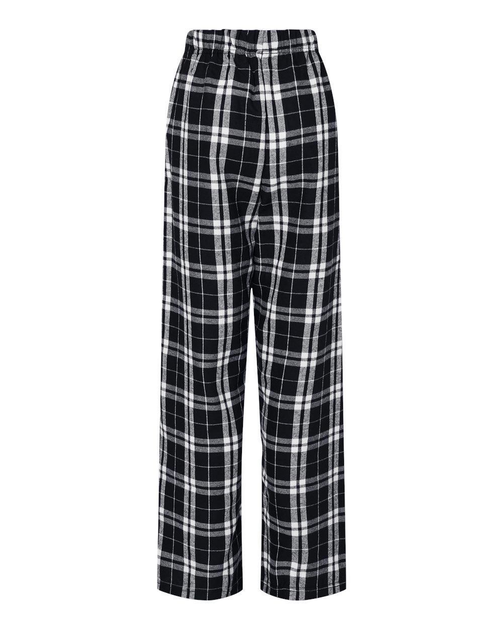 Front View of Black/ White Youth Flannel Pants - BY6624