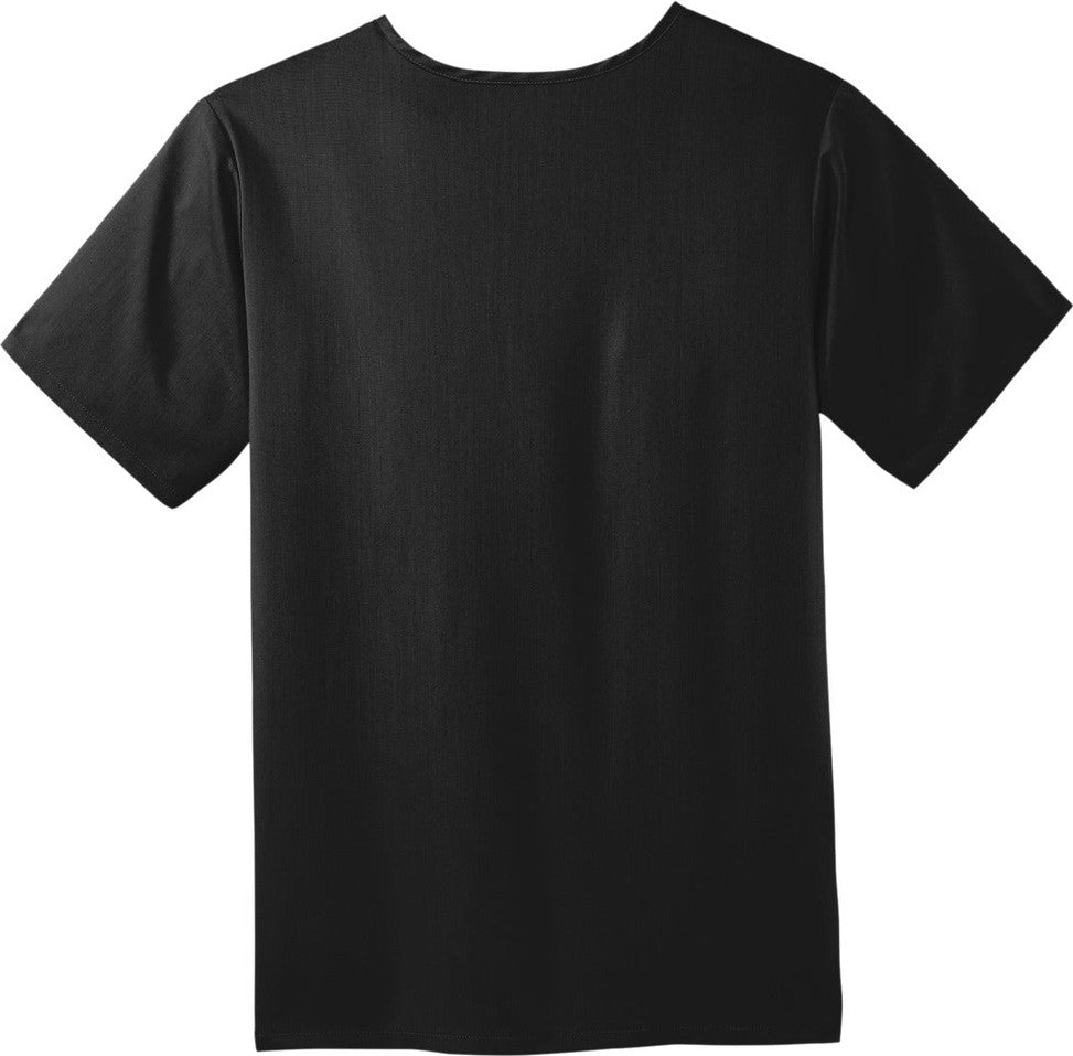 Front View of Black Wink Men's Premiere Flex V-Neck Top WW5068