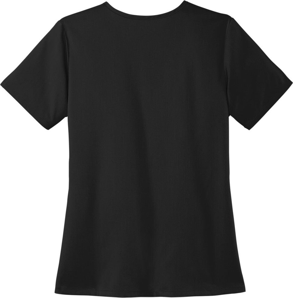 Front View of Black Wink Women's Premiere Flex V-Neck Top WW4168