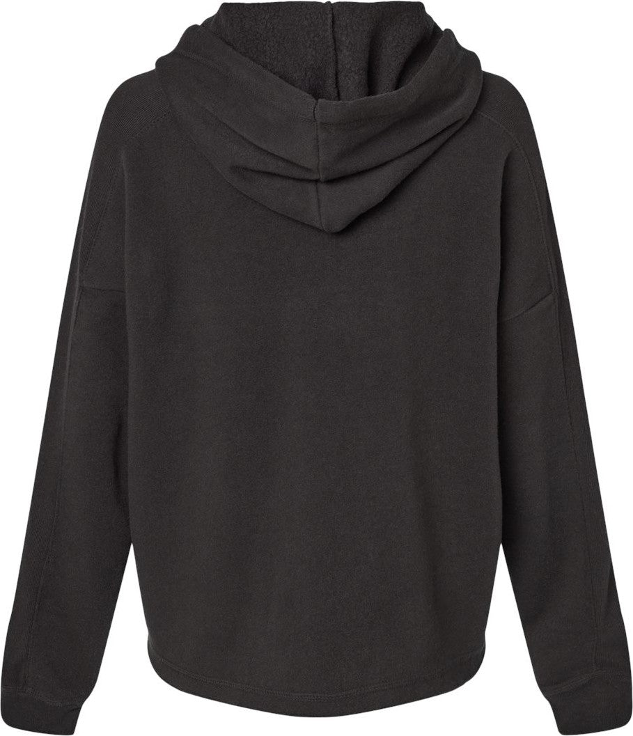 Front View of Black Women's Angel Fleece Crop Hooded Sweatshirt - W23101