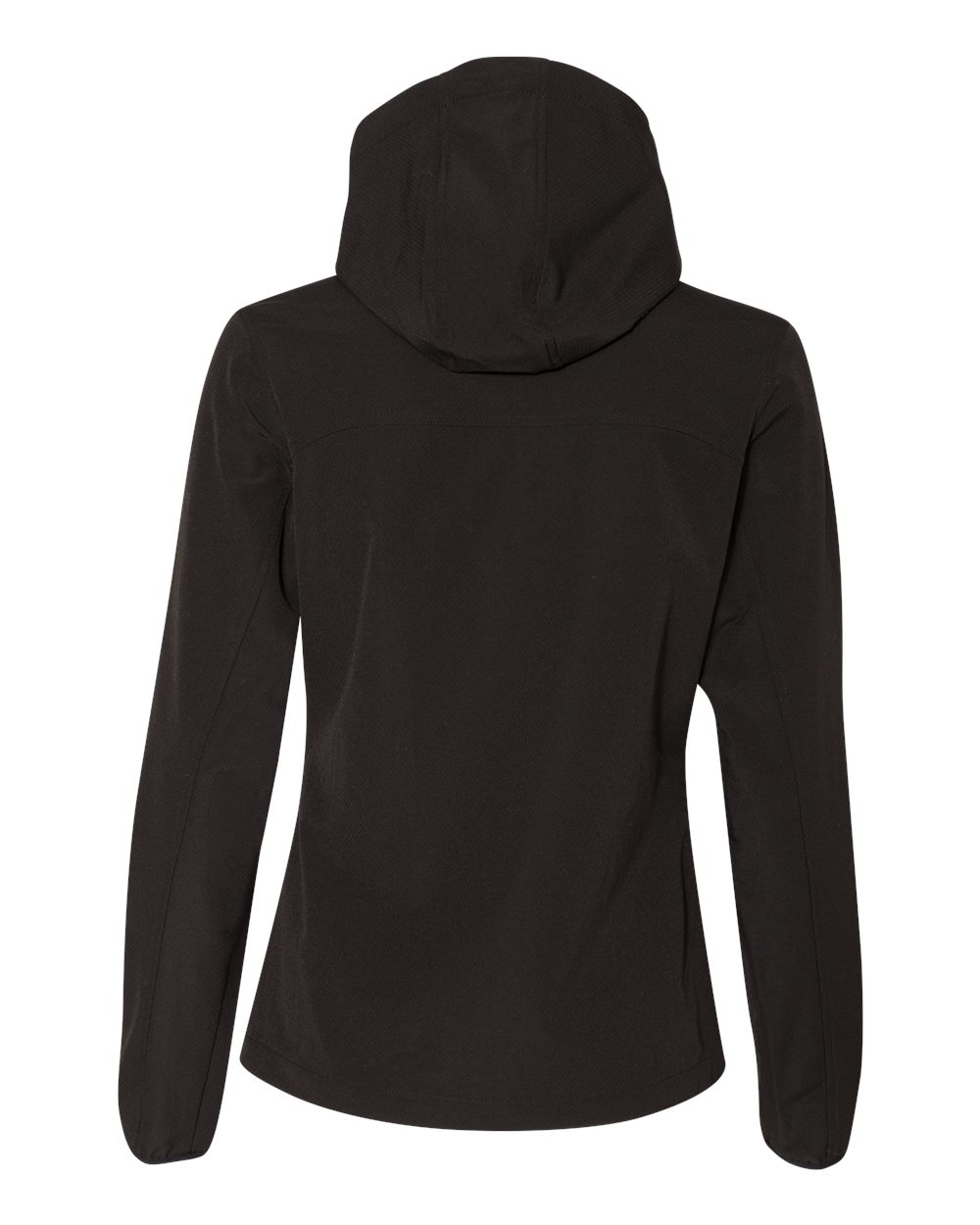 Front View of Black Women's Ascent Soft Shell Hooded Jacket - 9411