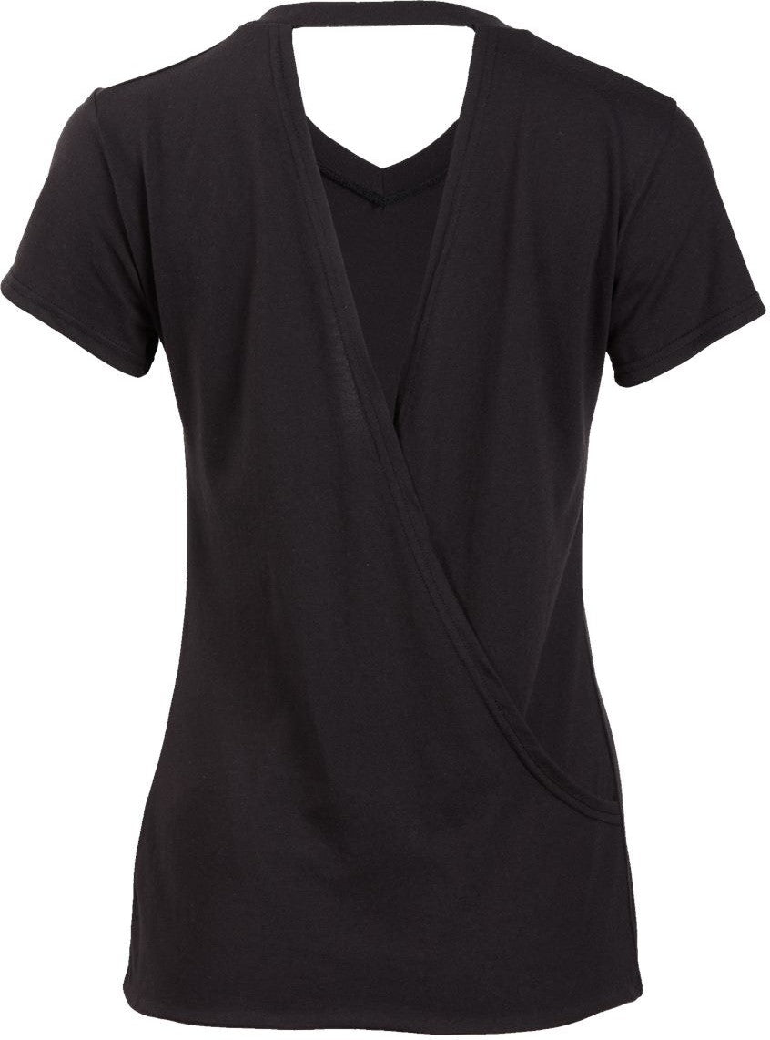 Front View of Black Women's Bella Crossback T-Shirt - BW2405