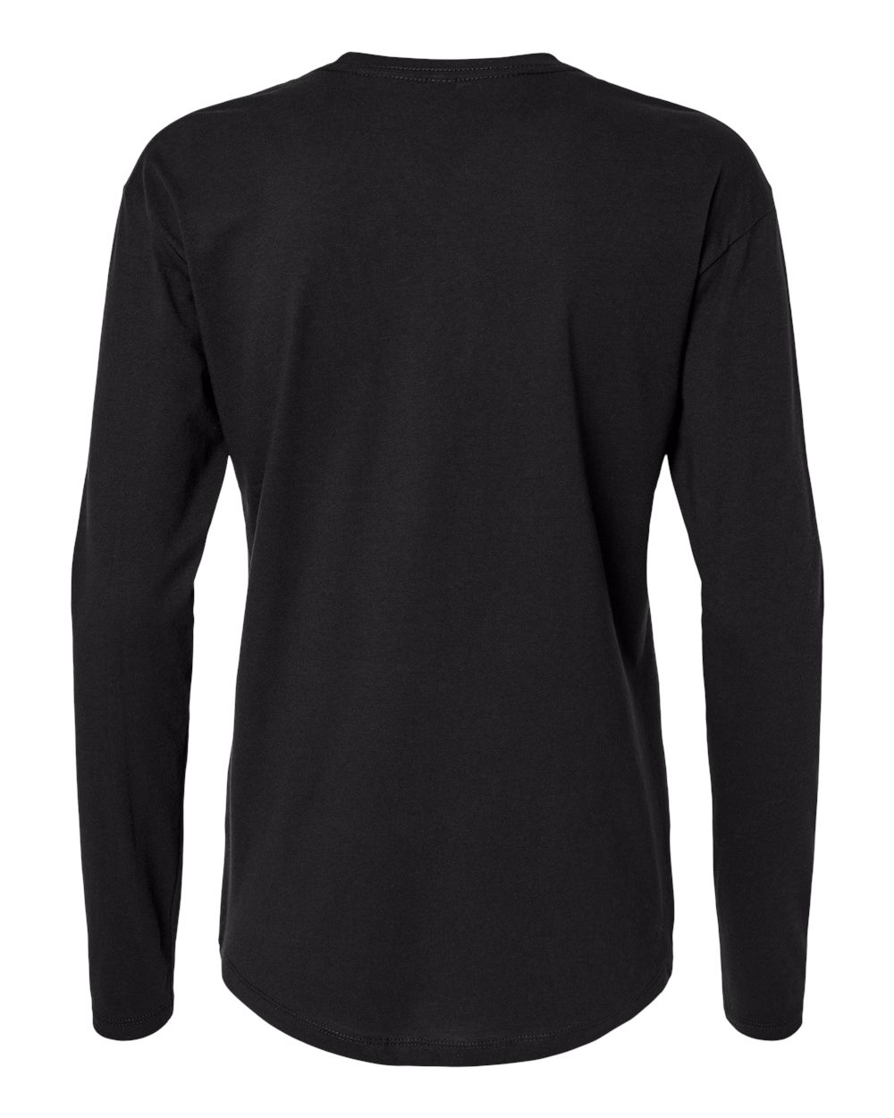 Rear View of Black Women&#39;s Cotton Relaxed Long Sleeve T-Shirt - 3911