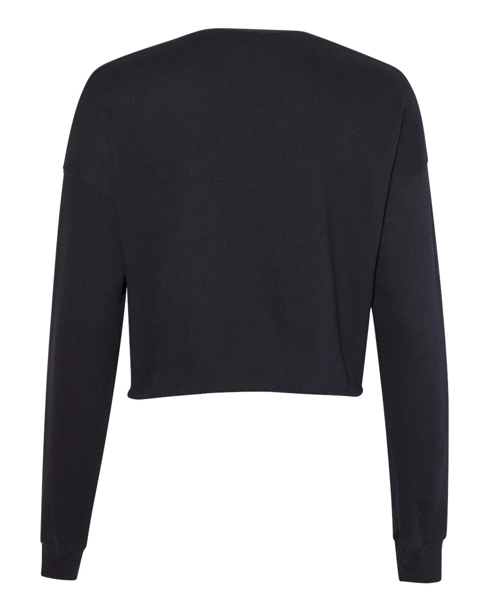 Front View of Black Women's Crop Crew Fleece - 7503