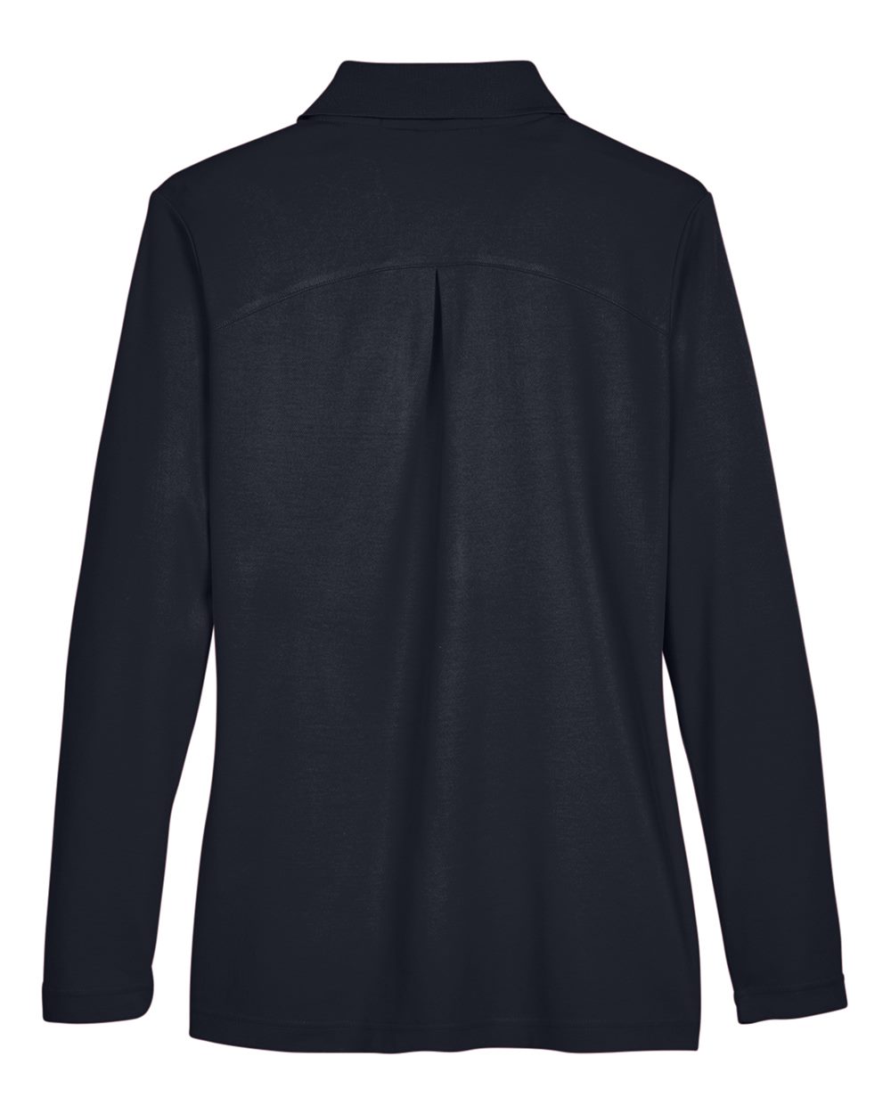 Front View of Black Women's CrownLux Performance® Plaited Long Sleeve Polo - DG20LW