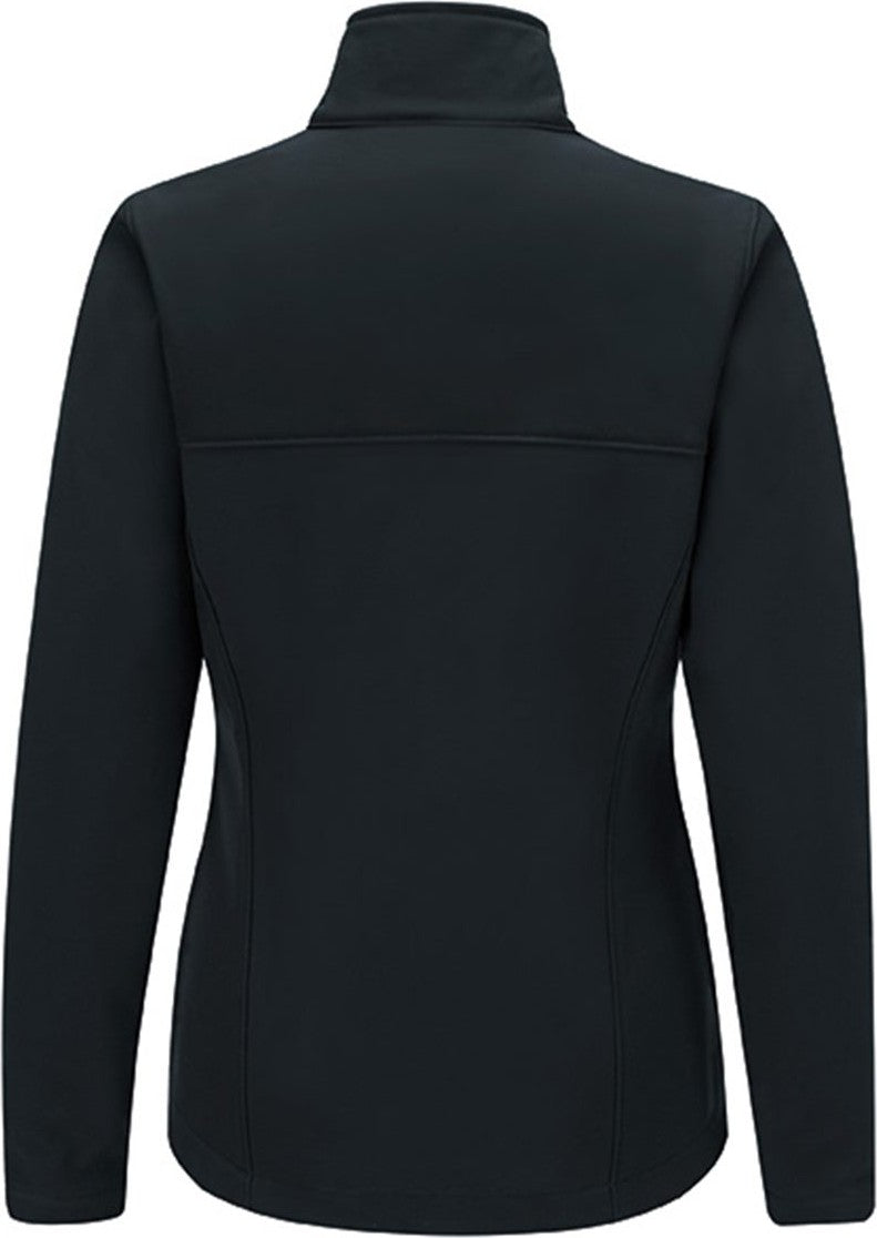 Front View of Black Women's Deluxe Soft Shell Jacket - JP67