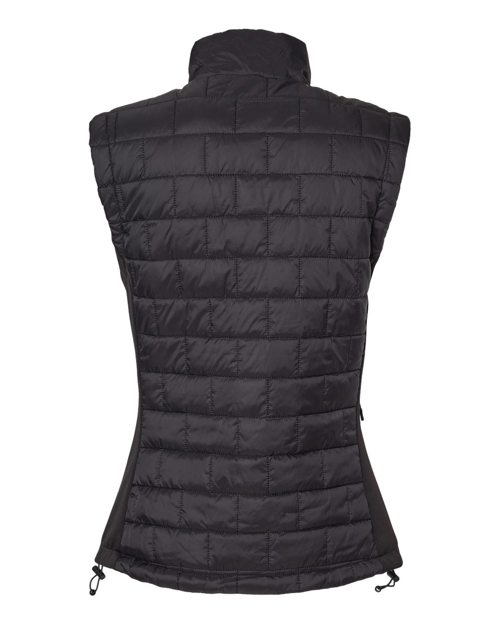 Front View of Black Women's Elemental Puffer Vest - 5703