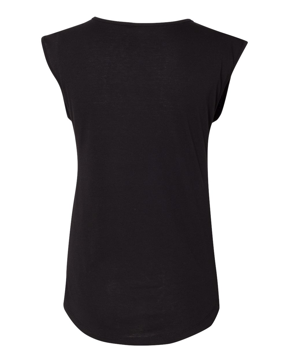 Rear View of Black Women&#39;s Festival Sleeveless Deep V-Neck T-Shirt - 5040