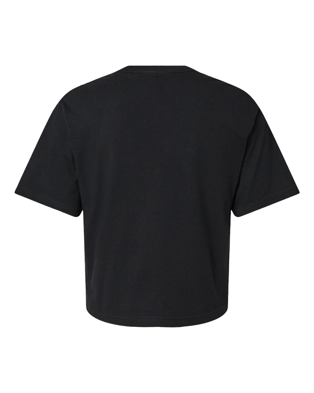 Rear View of Black Women&#39;s Fine Jersey Boxy Tee - 102