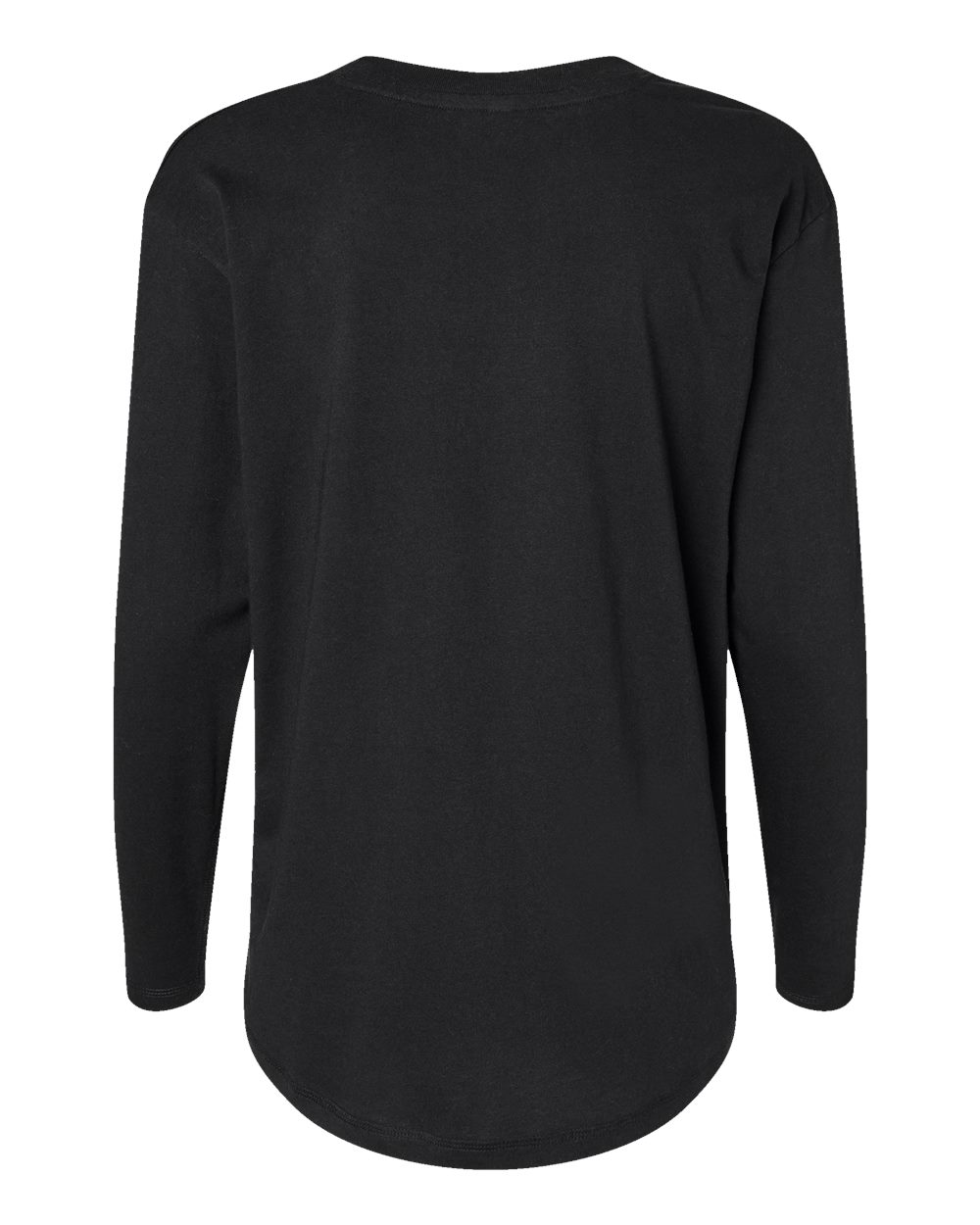 Front View of Black Women's Fine Jersey Long Sleeve Tee - 3508
