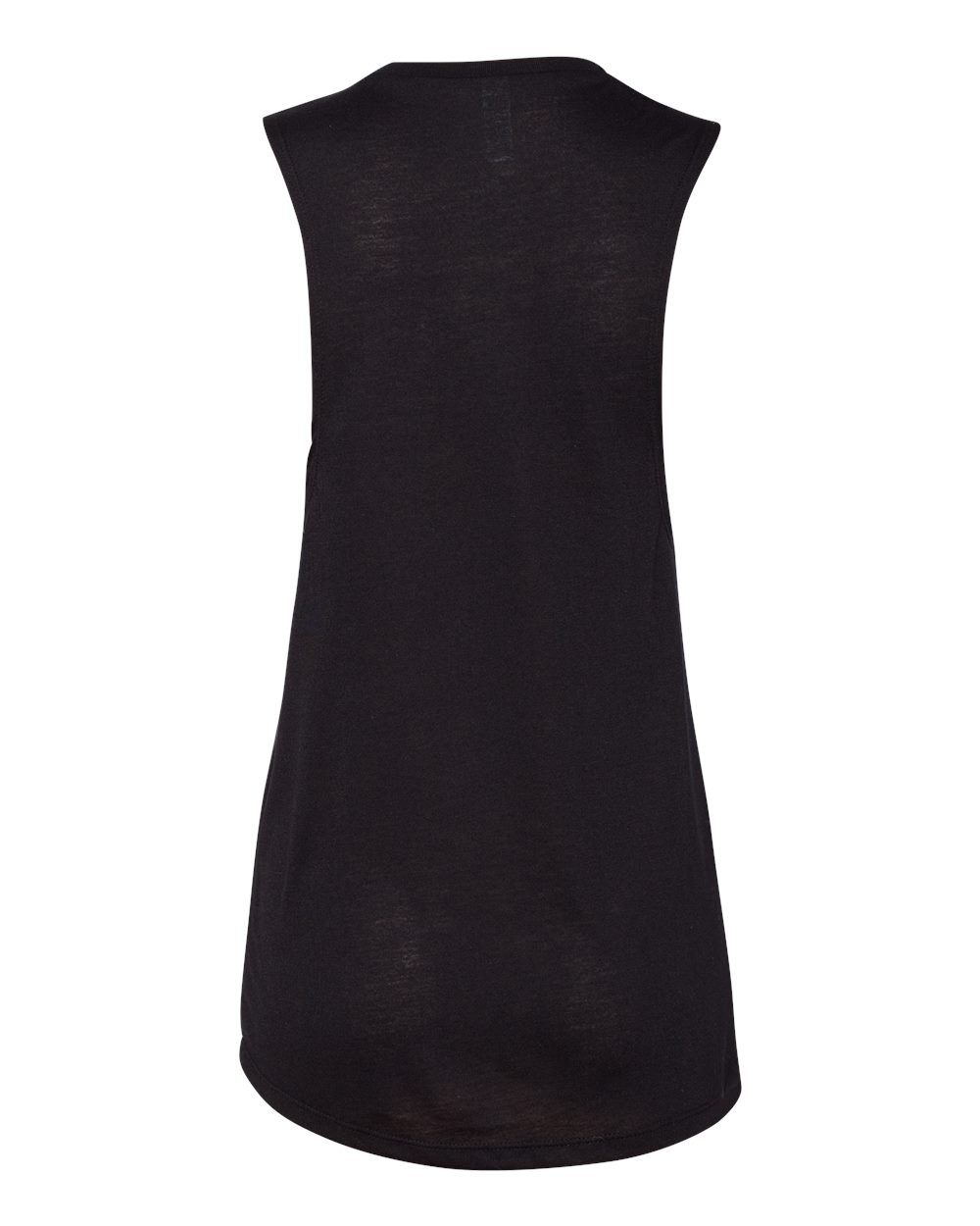 Rear View of Black Women&#39;s Flowy Scoop Muscle Tank - 8803