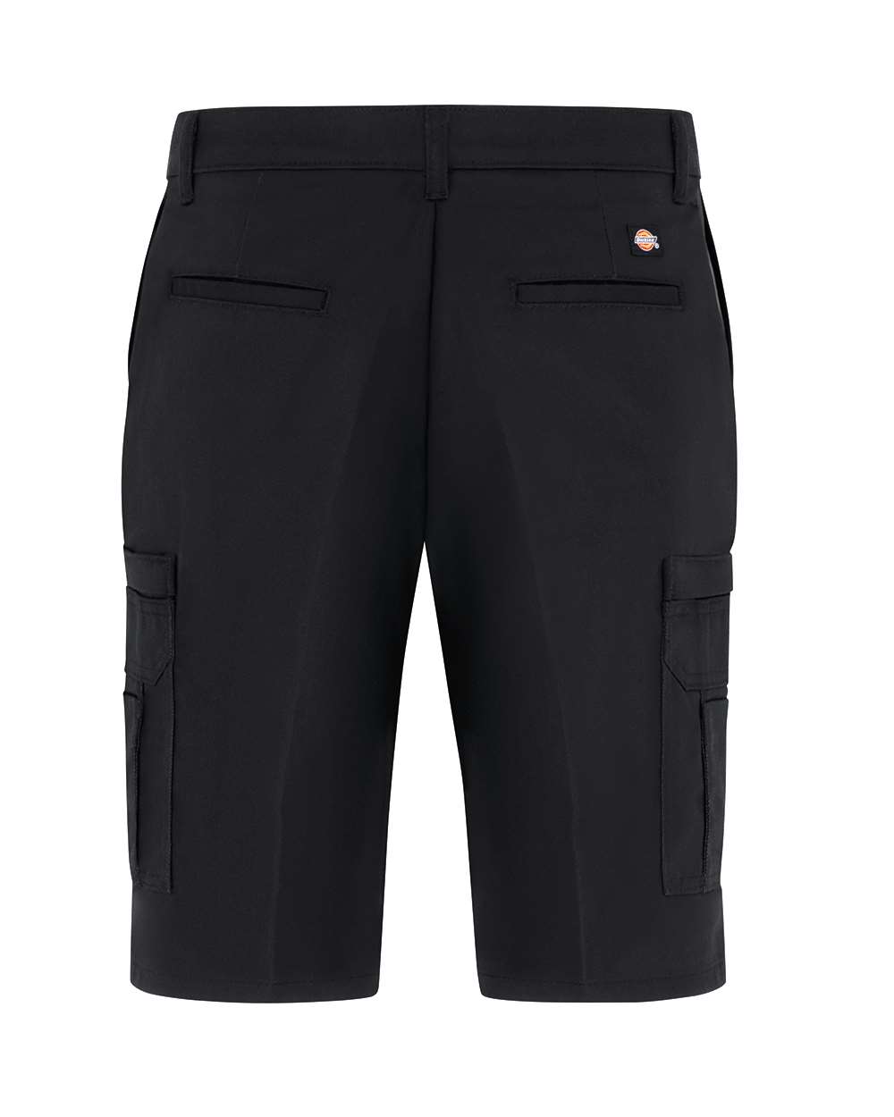 Rear View of Black Women's Industrial Cotton Cargo Shorts - FR33