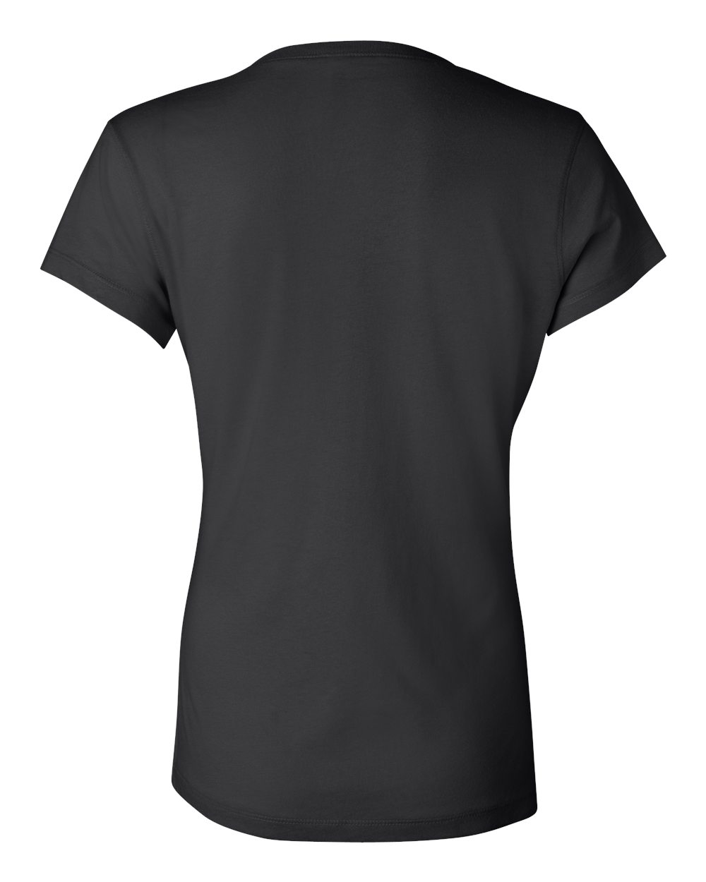 Rear View of Black Women’s Jersey V-Neck Tee - 6005