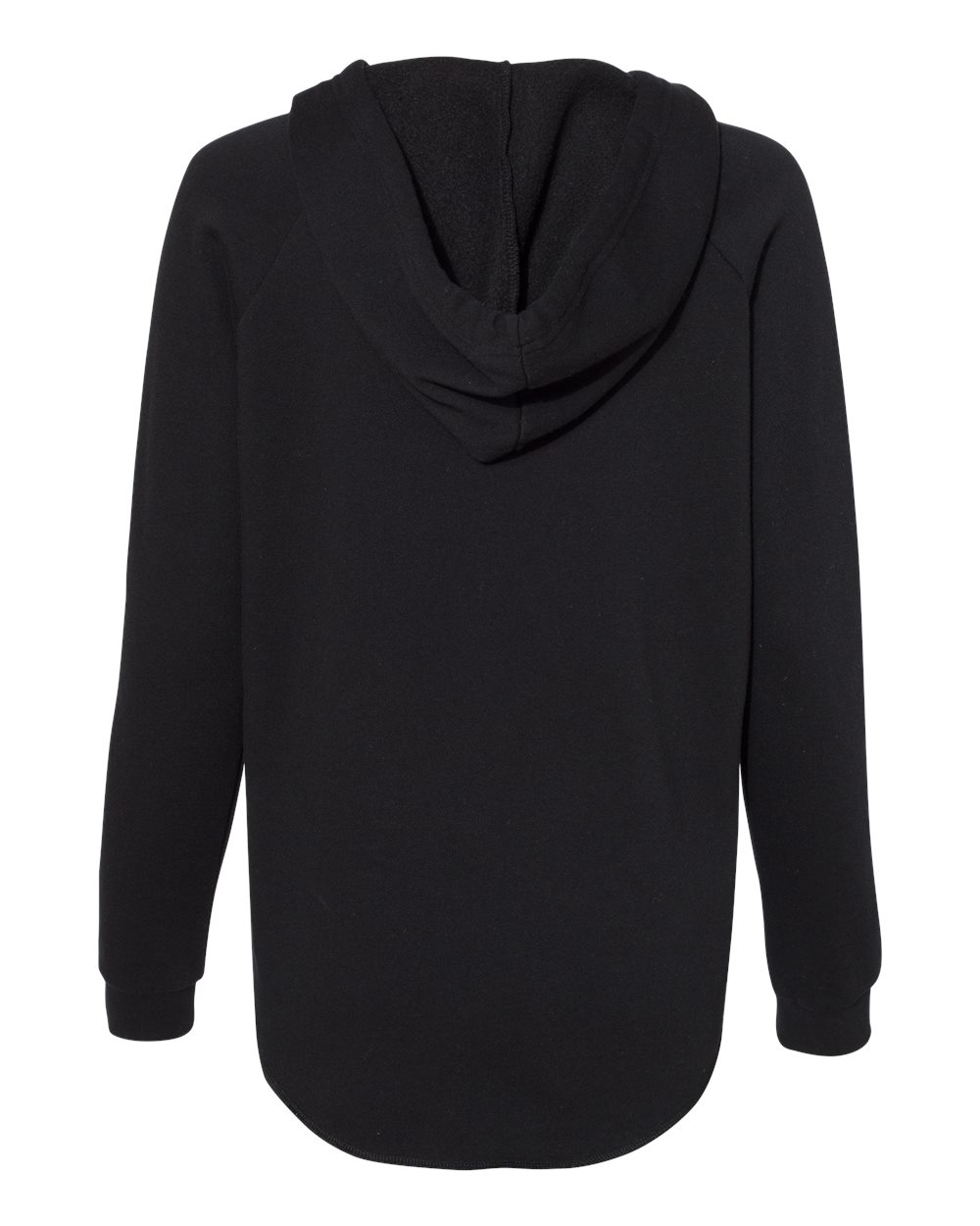 Front View of Black Women’s Lightweight California Wave Wash Hooded Sweatshirt - PRM2500