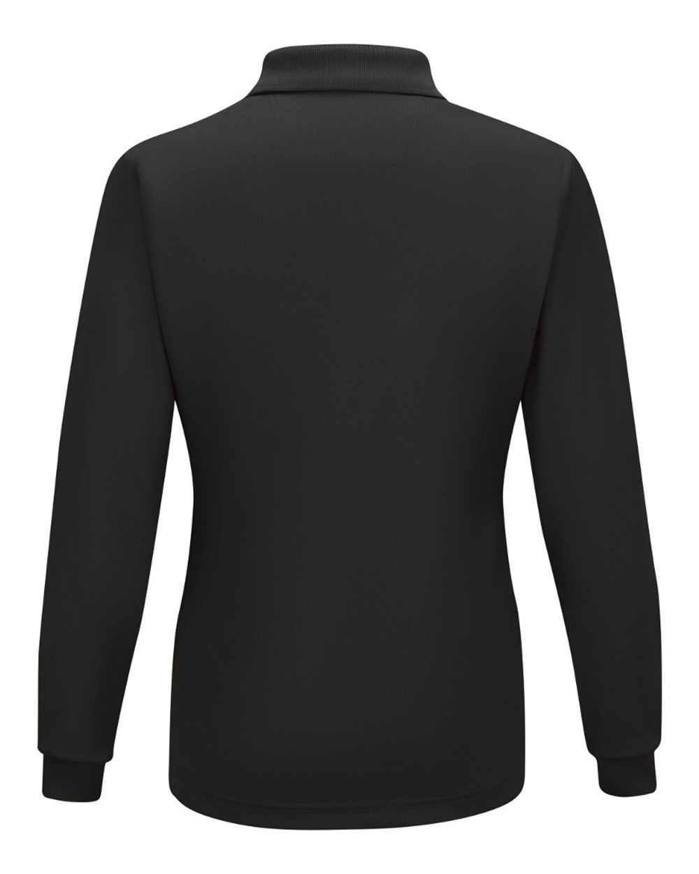 Front View of Black Women's Long Sleeve Performance Knit Polo - SK7L